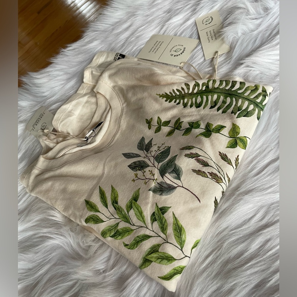 Forever 21 forests and plants tshirt off white small